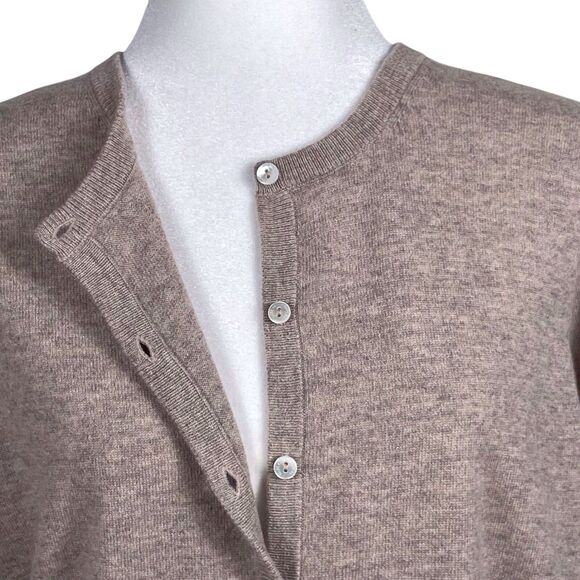 N.PEAL LONDON Olivia Round Neck Cardigan Size Large Organic Cashmere Brown Beige - Picture 6 of 16